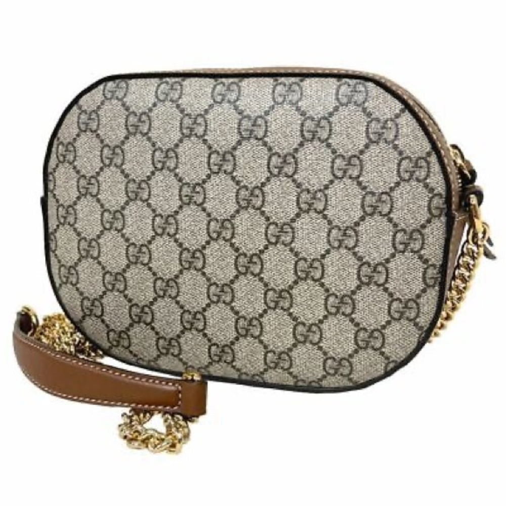 GUCCI Chain Shoulder bag GG Supreme Canvas, Brown Preowned
